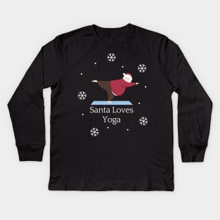 Santa Loves Yoga Kids Long Sleeve T-Shirt